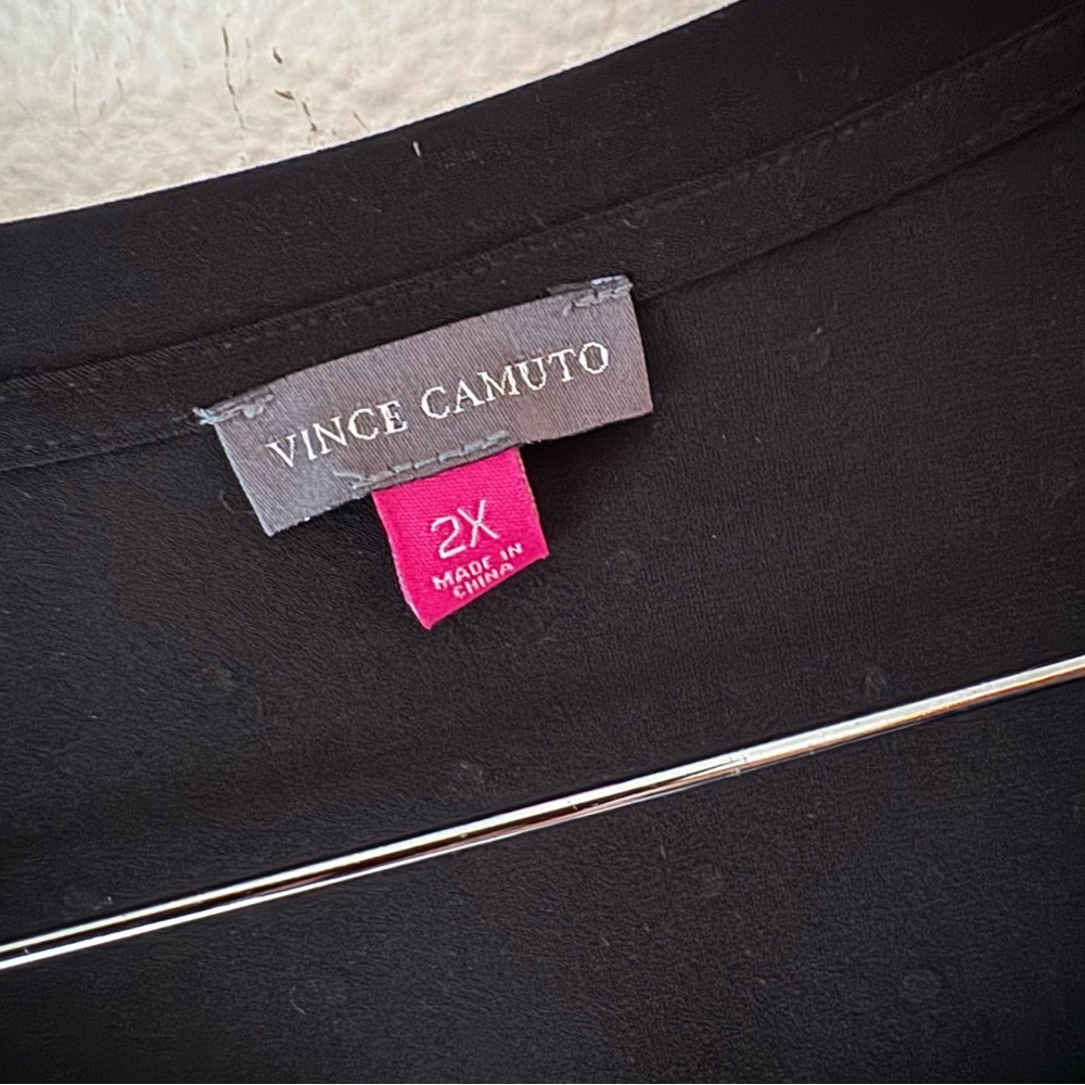 Elegant Vince Camuto Black Sequin Sparkle Top Three Quarter Sleeve 2X Cocktail - Picture 6 of 9